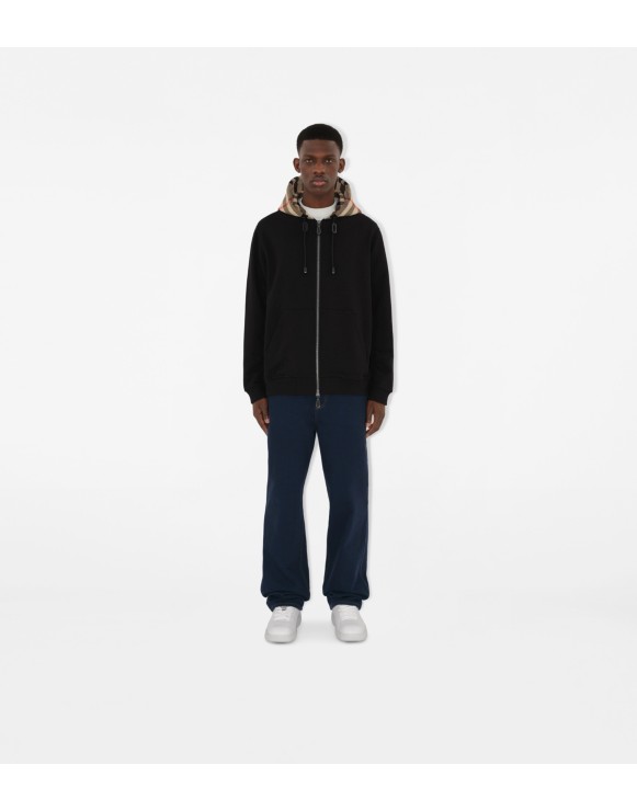 Check Hood Cotton Blend Zip Hoodie
