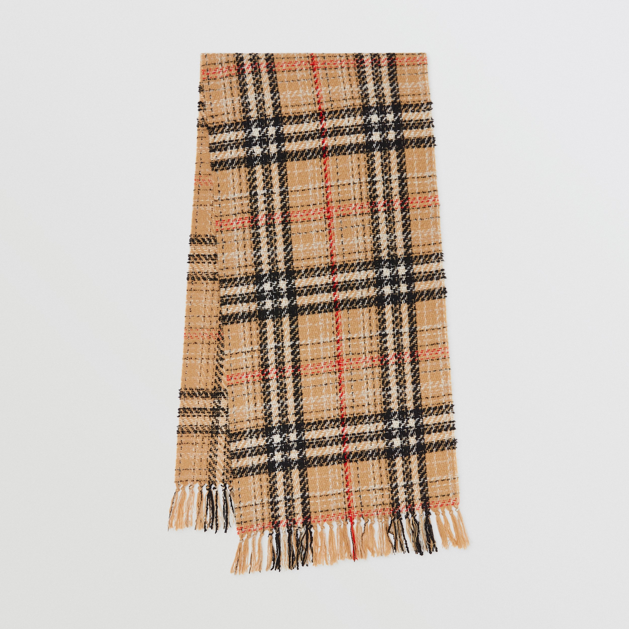 Check Cashmere Silk Blend Tweed Scarf in Archive Beige | Burberry® Official - 1
