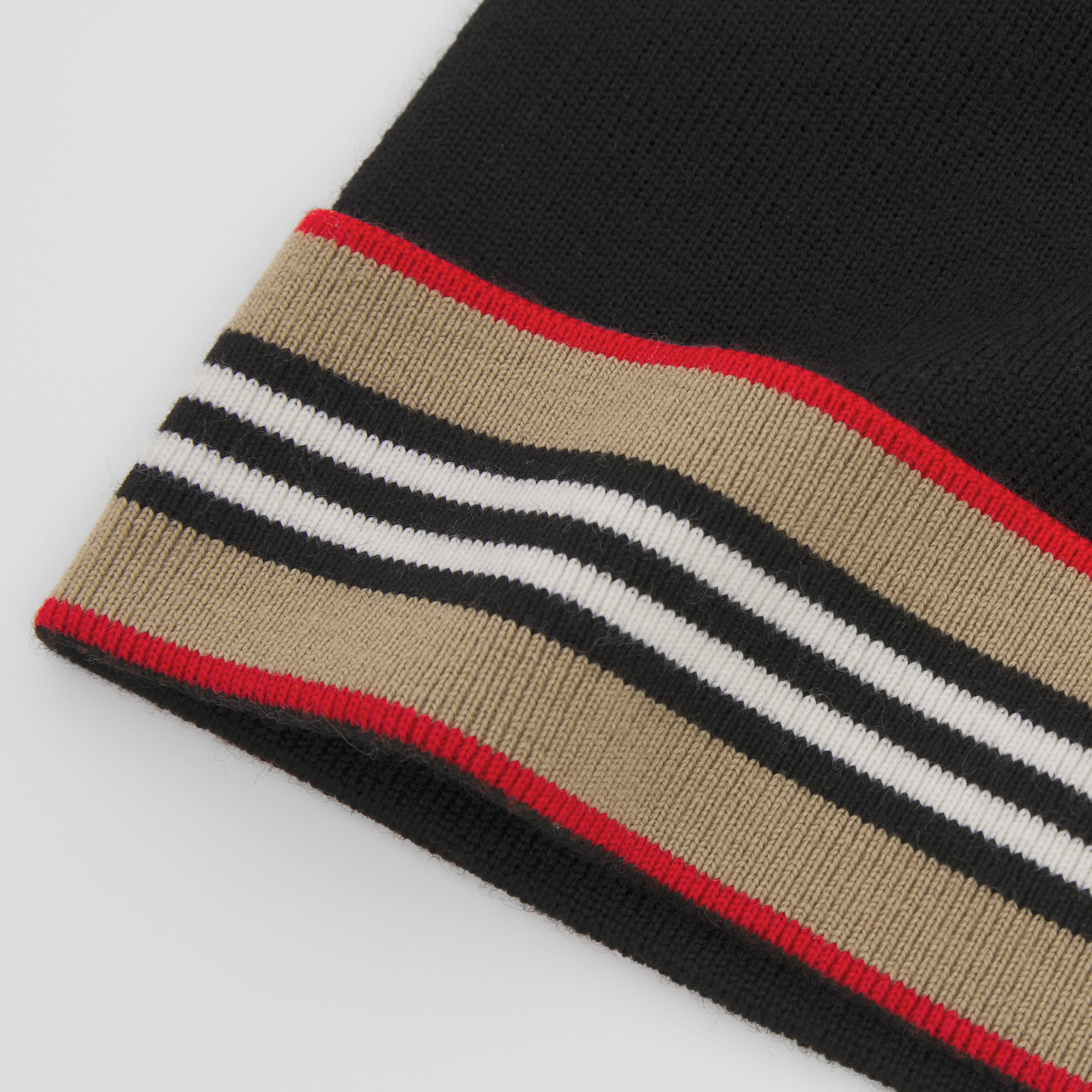 Icon Stripe Detail Wool Beanie in Black - Children | Burberry® Official - 2