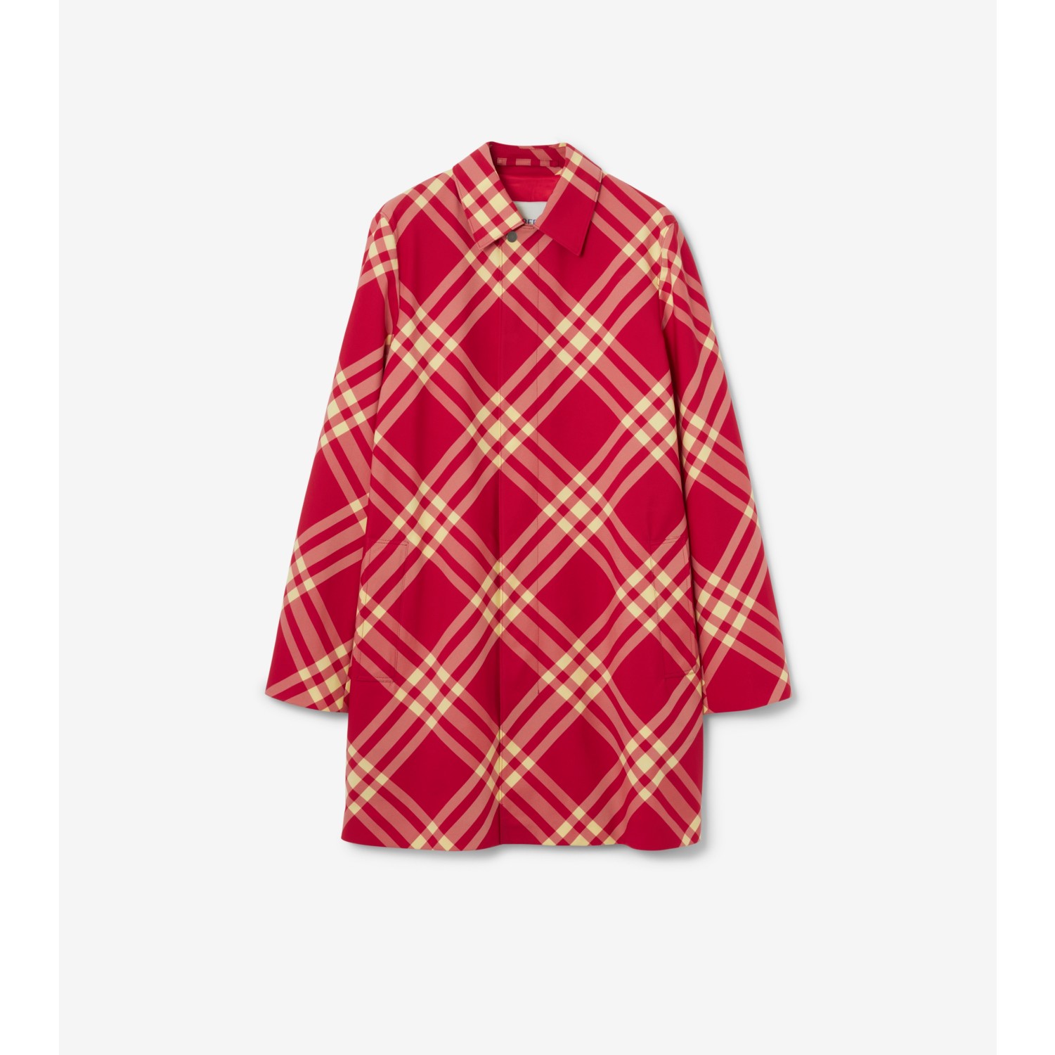 Mid-length Check Car Coat in Pillar/sherbet - Men | Burberry® Official