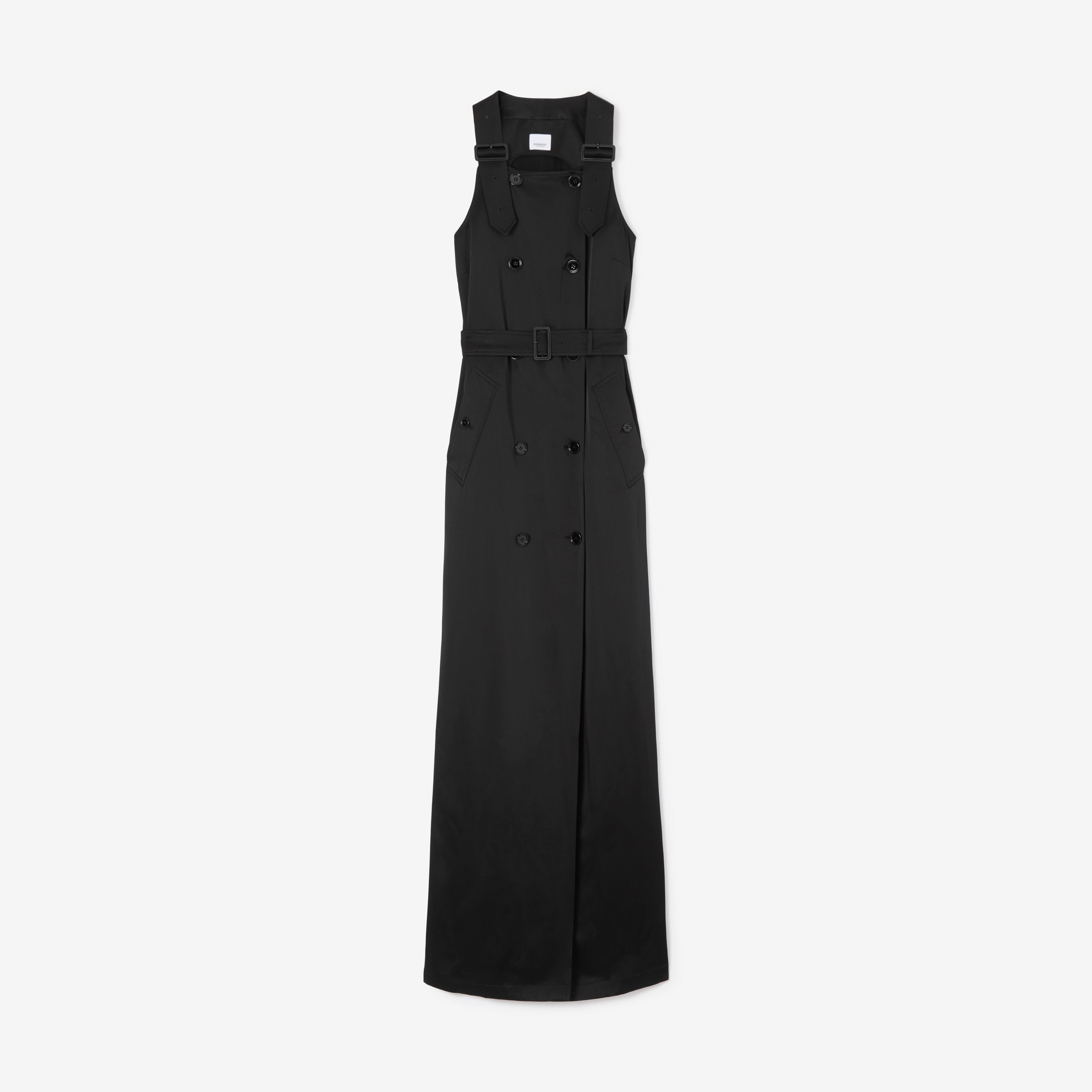 Vestido sin mangas estilo trench coat en raso (Negro) - Mujer | Burberry® oficial - 1