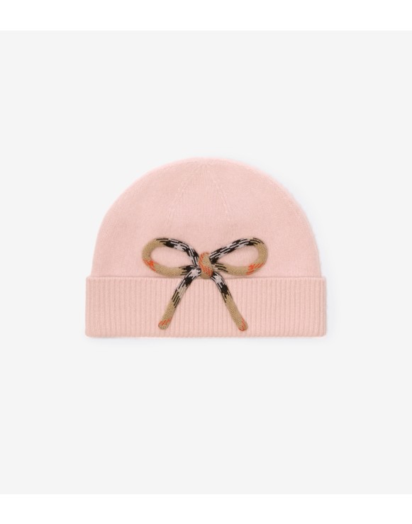 Check Bow Wool Cashmere Beanie