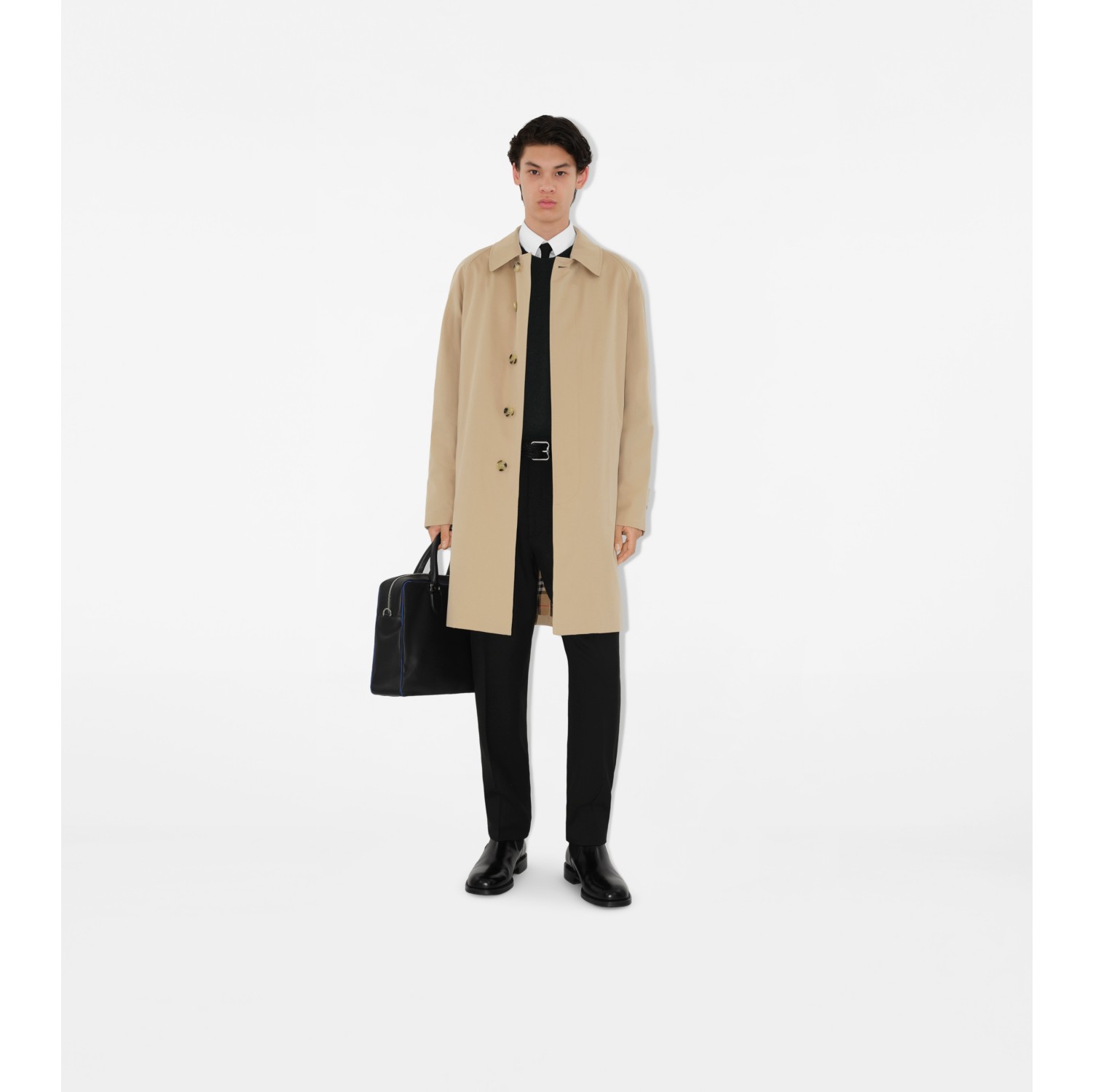 Mid length Camden Heritage Car Coat in Honey Men Cotton Gabardine Burberry Official