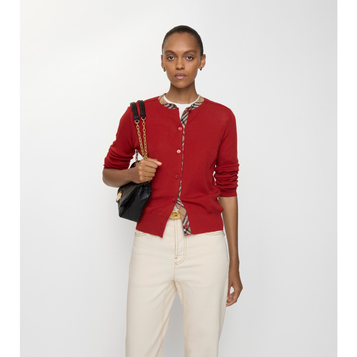 Check Wool Cardigan