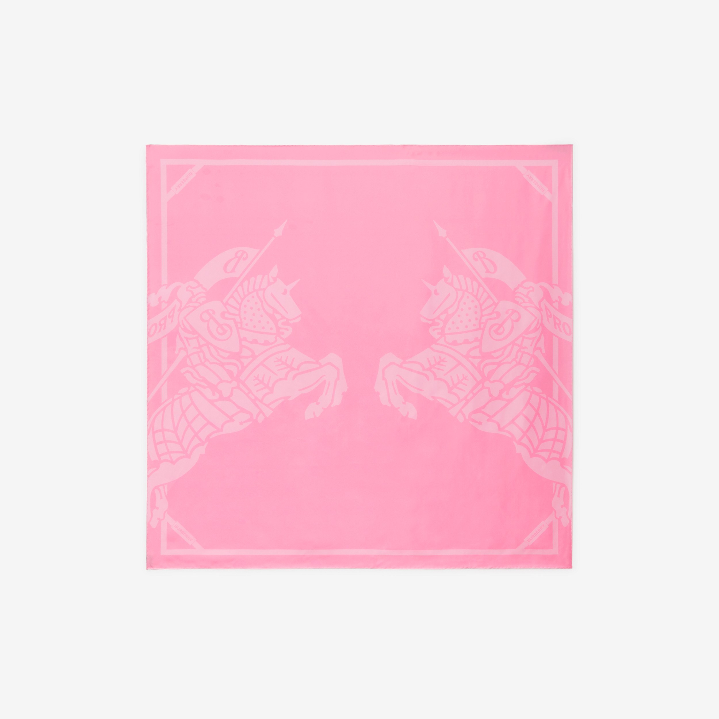 马术骑士印花丝质方巾 (泡泡糖粉红) | Burberry® 博柏利官网 - 1