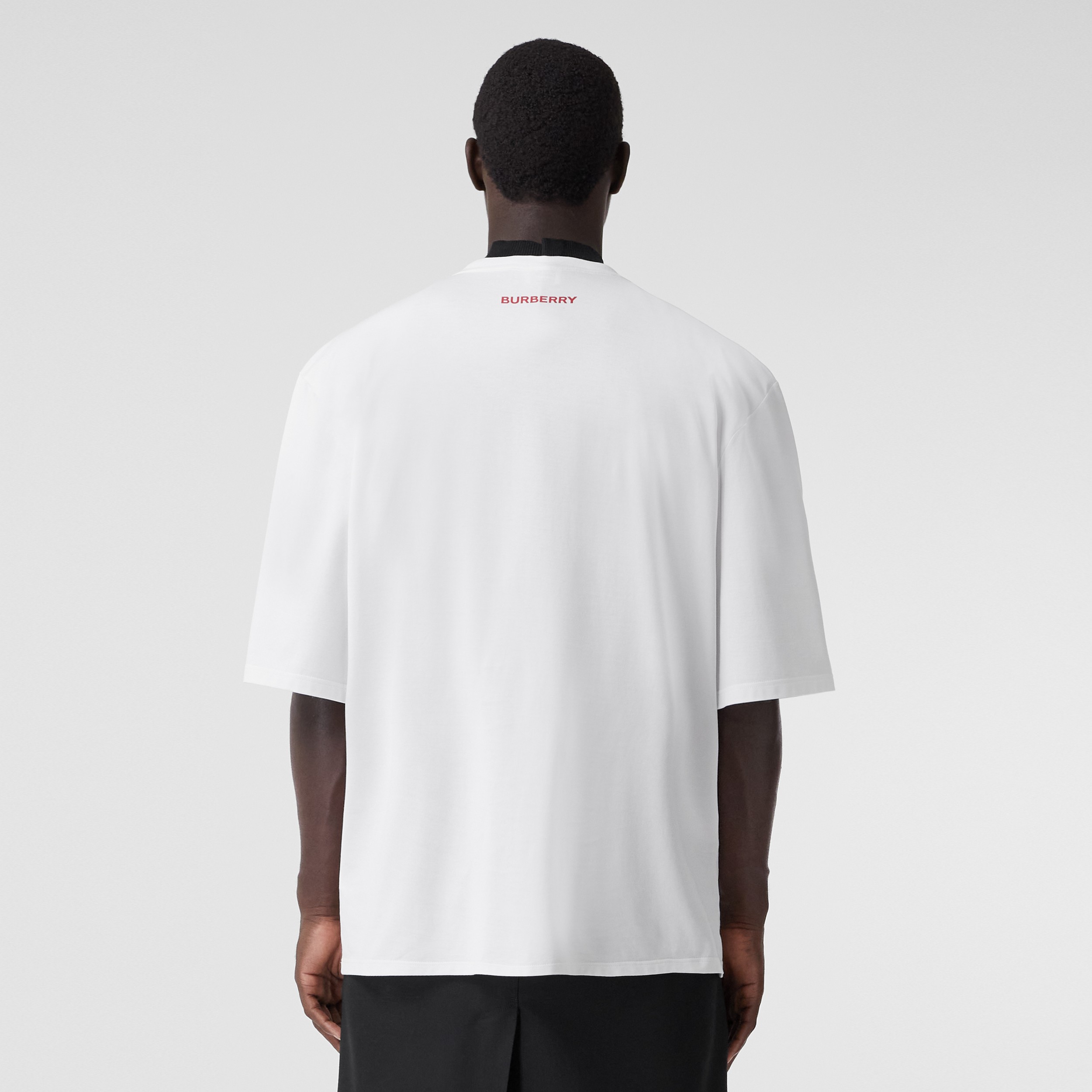 Abstract Print Cotton Oversized T-shirt in White - Men | Burberry® Official - 3