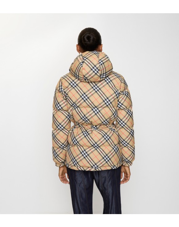 Doudoune à capuche en nylon Check