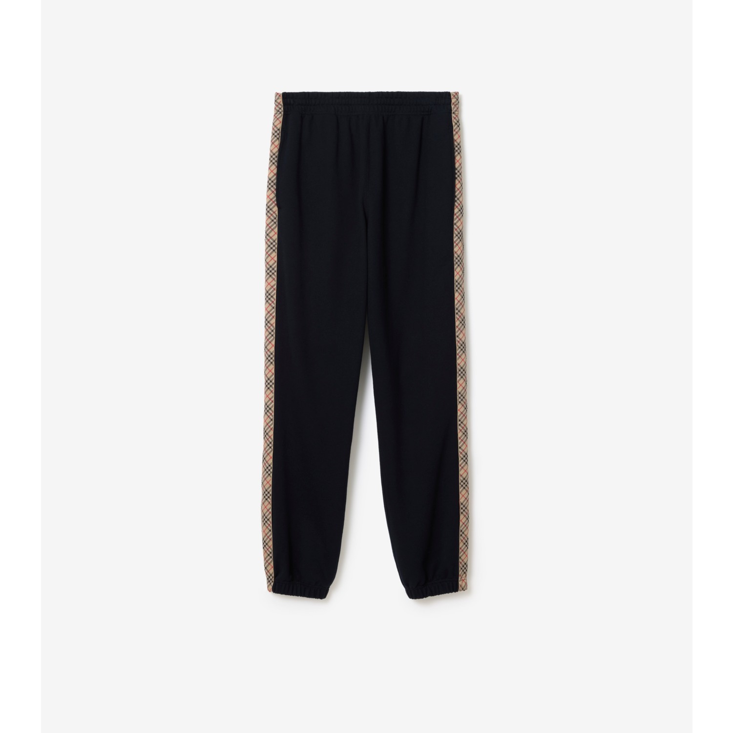 Check Trim Cotton Jogging Pants