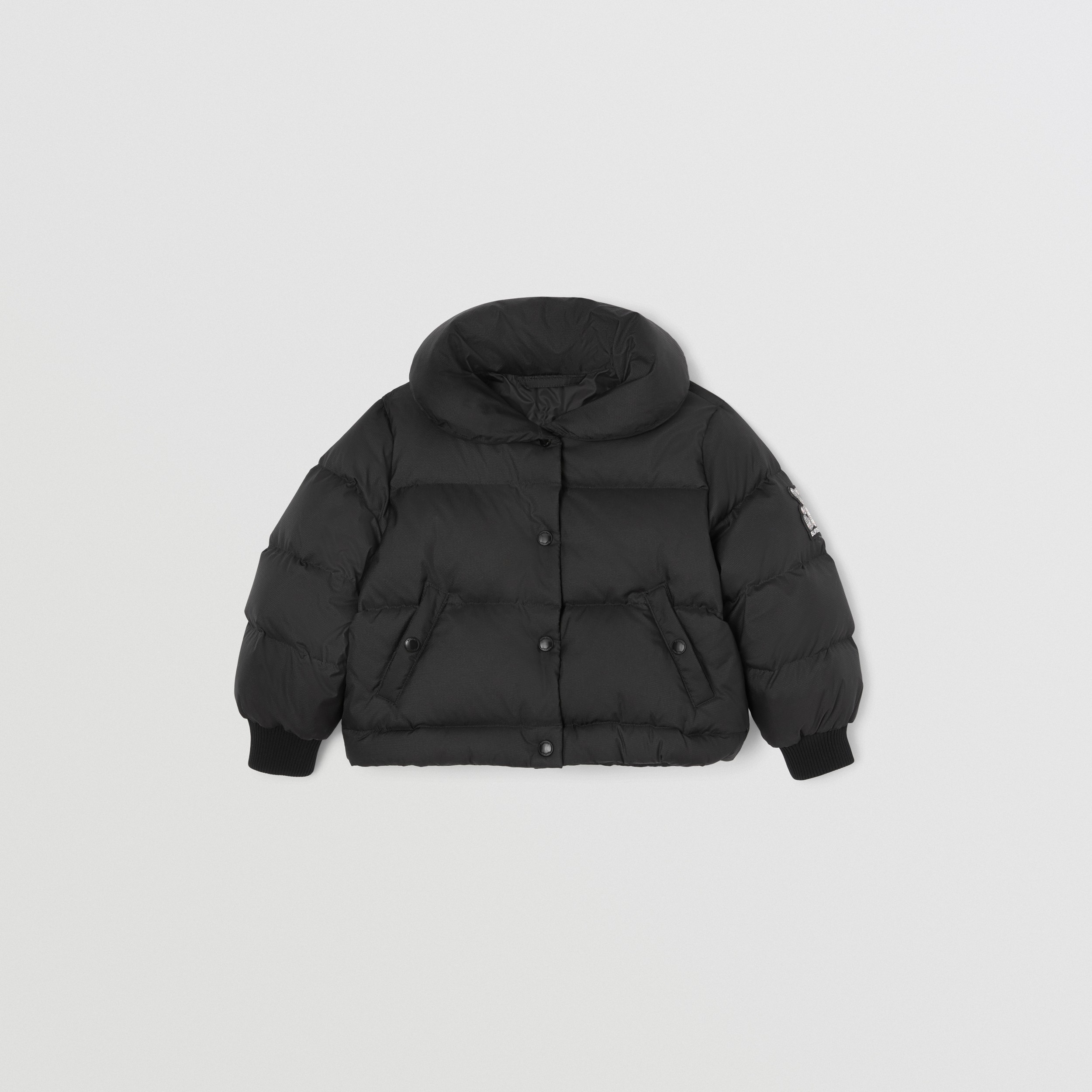 Thomas Bear Appliqué Nylon Puffer Jacket in Black - Children | Burberry® Official - 1