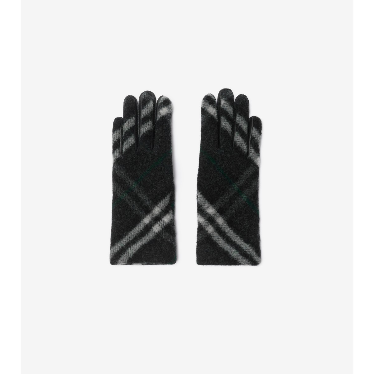 Shop Burberry Check Wool Gloves In Charcoal