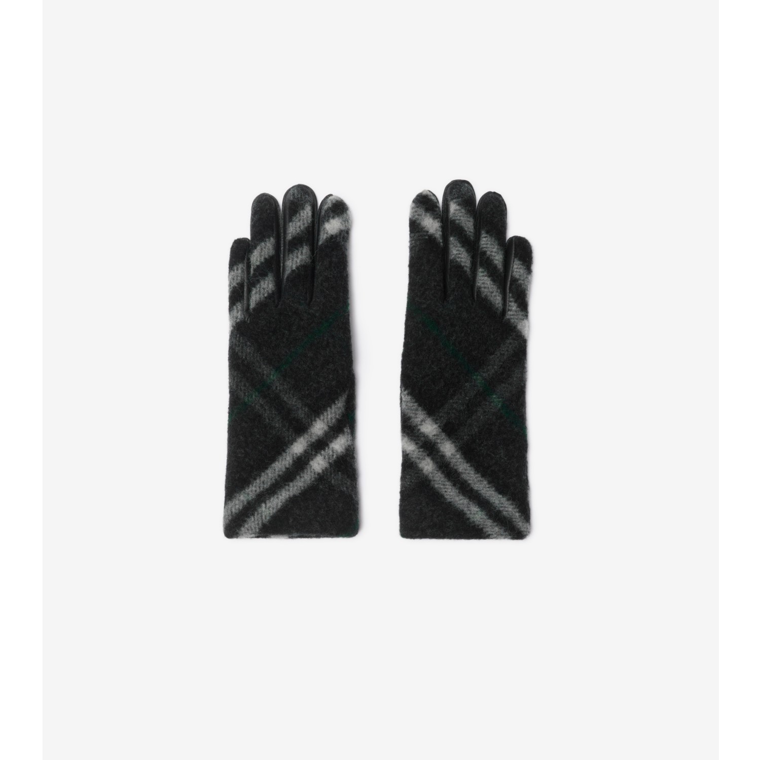 Check Wool Gloves in Charcoal Women Burberry Official