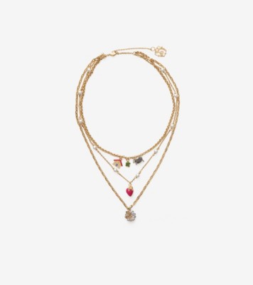 Multi-layered Charm Necklace in Gold/silver/multicolour - Women | Burberry® Official