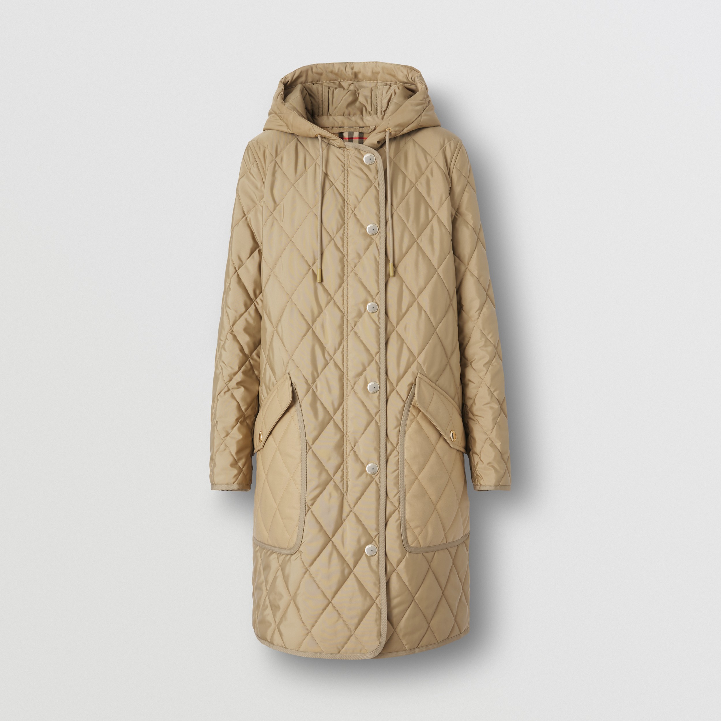 Diamond Quilted Thermoregulated Hooded Coat in Archive Beige - Women | Burberry® Official - 4