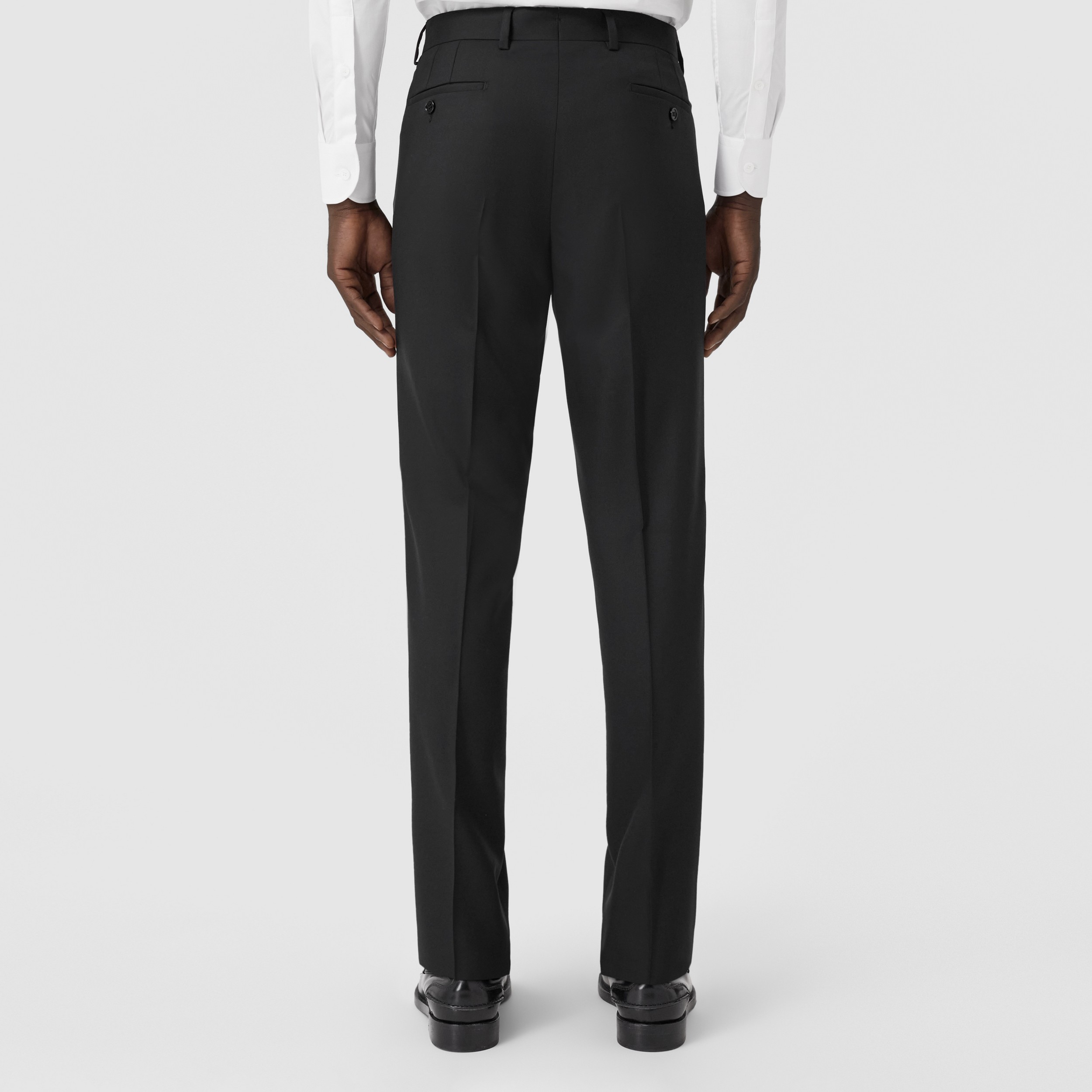 Slim Fit Wool Tailored Trousers in Black - Men | Burberry® Official - 3
