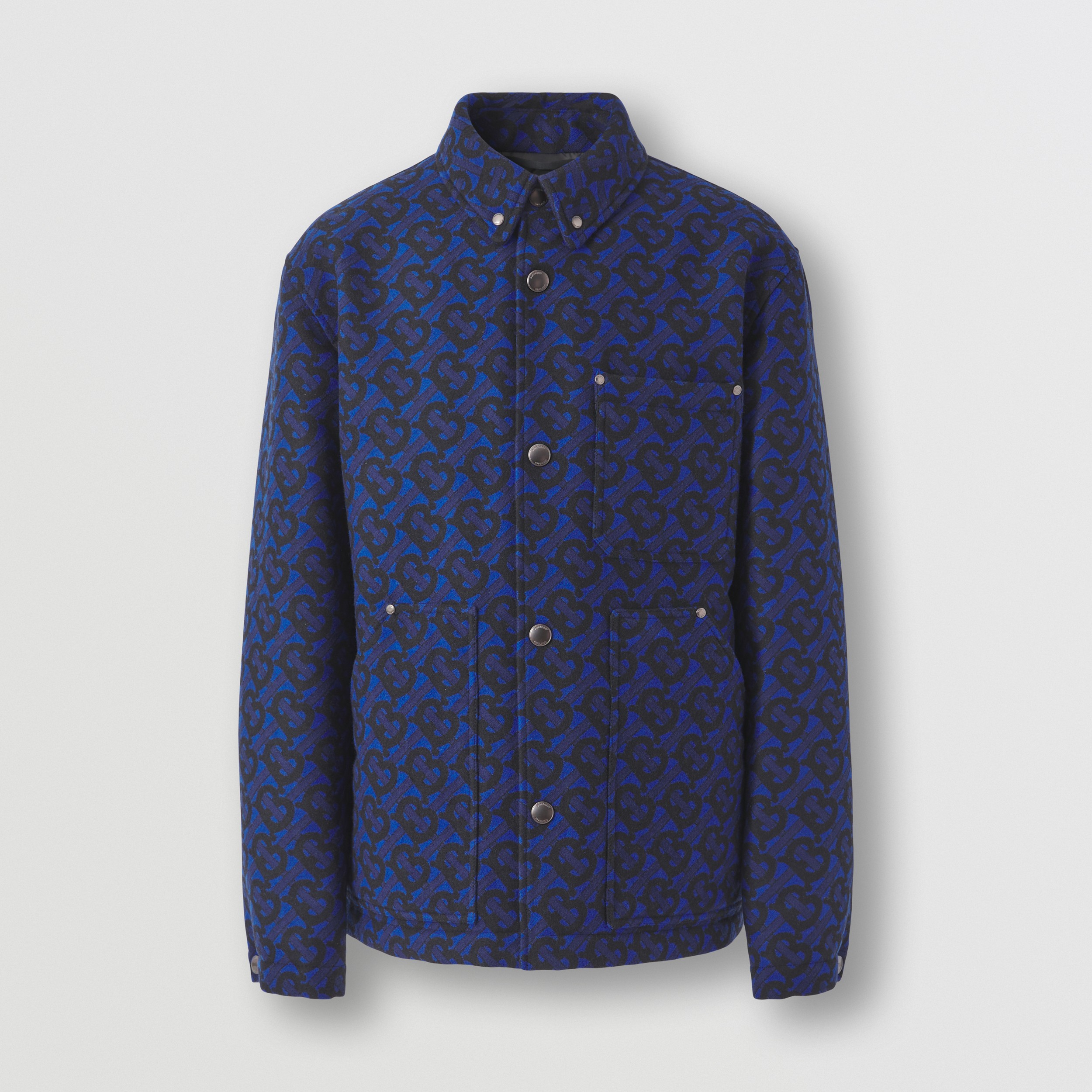 Monogram Wool Jacquard Overshirt in Deep Royal Blue - Men | Burberry® Official - 4