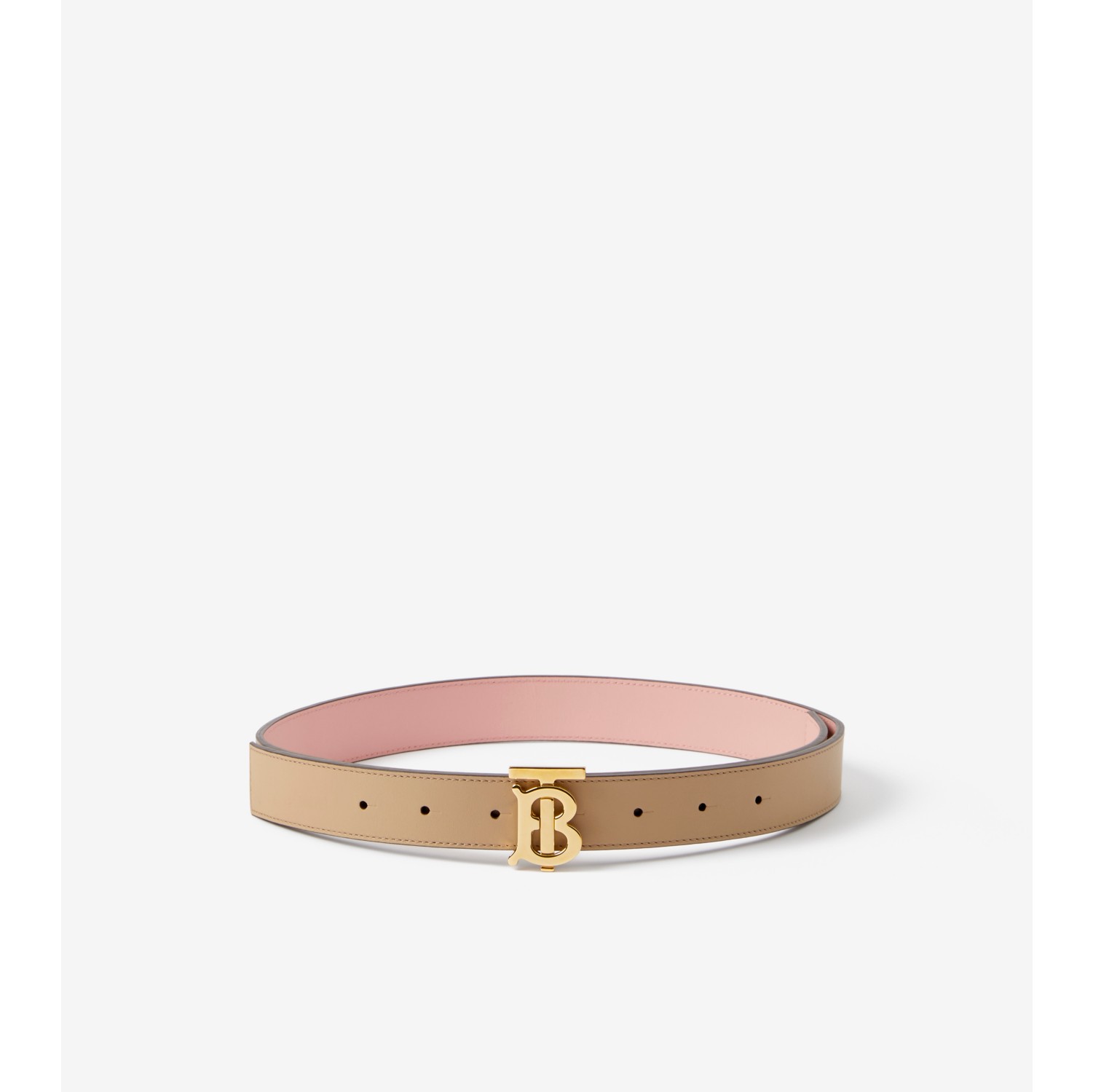 Leather Reversible TB Belt in Oat beige dusky pink Women Burberry Official