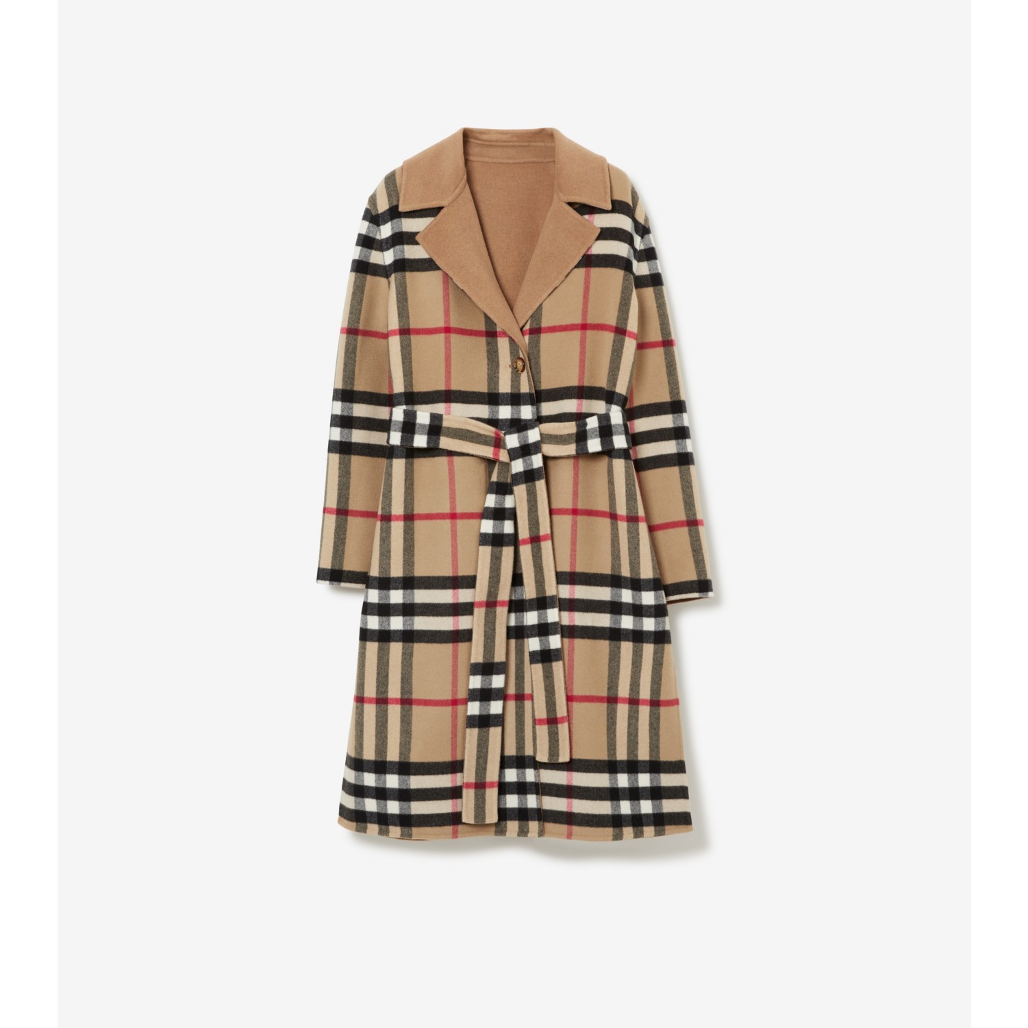 リバーシブル チェック ウールコート (アーカイブベージュ) - ウィメンズ, ウール, ピュアカシミア | Burberry®公式サイト