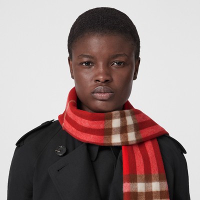 The Burberry Check Cashmere Scarf In Red | Burberry® Official