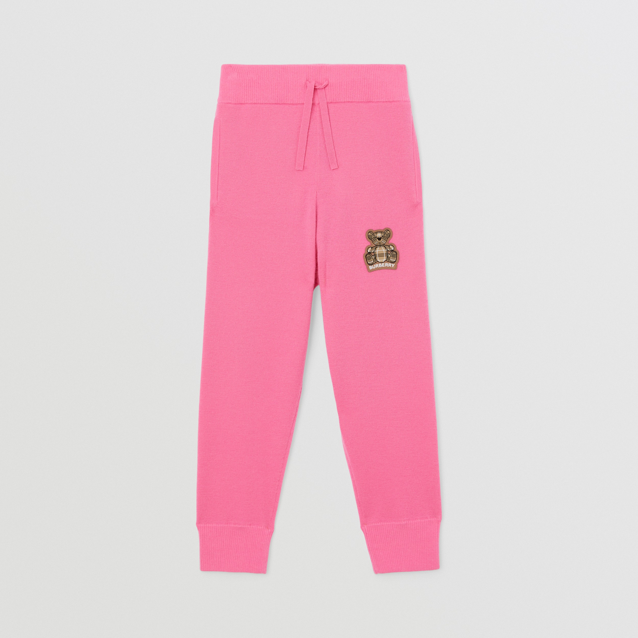 Thomas Bear Appliqué Cashmere Jogging Pants in Bubblegum Pink - Children | Burberry® Official - 1