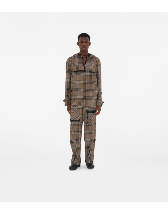 Check Silk Blend Cargo Trousers
