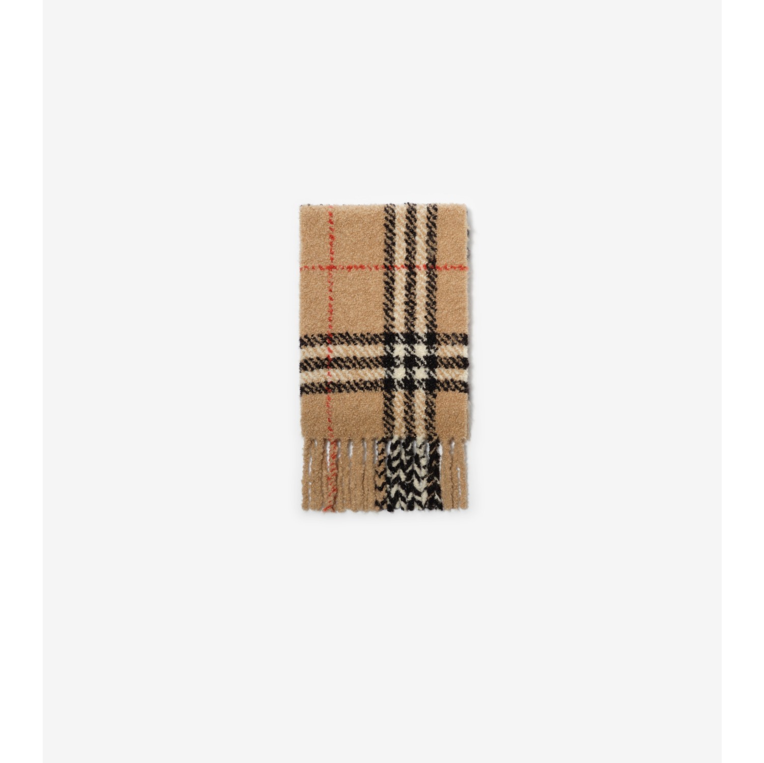 Check Alpaca Wool Blend Bouclé Scarf