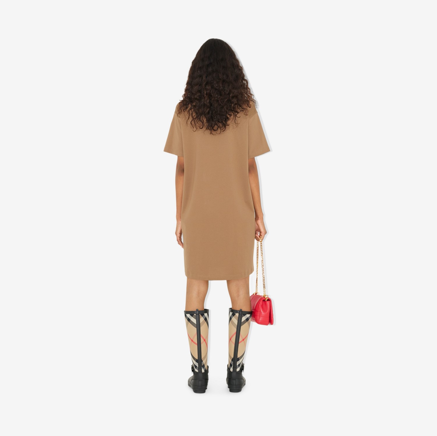프로섬 라벨 코튼 티셔츠 드레스 (카멜) - 여성 | Burberry®
