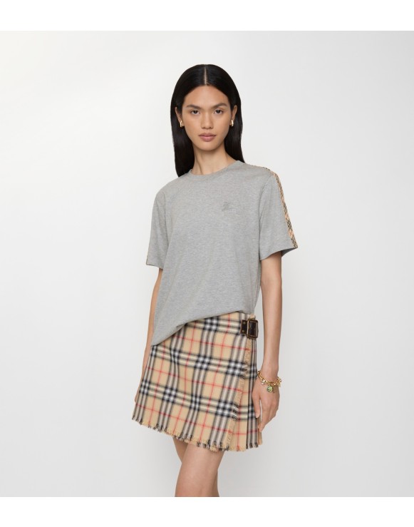 チェックトリム コットンTシャツ