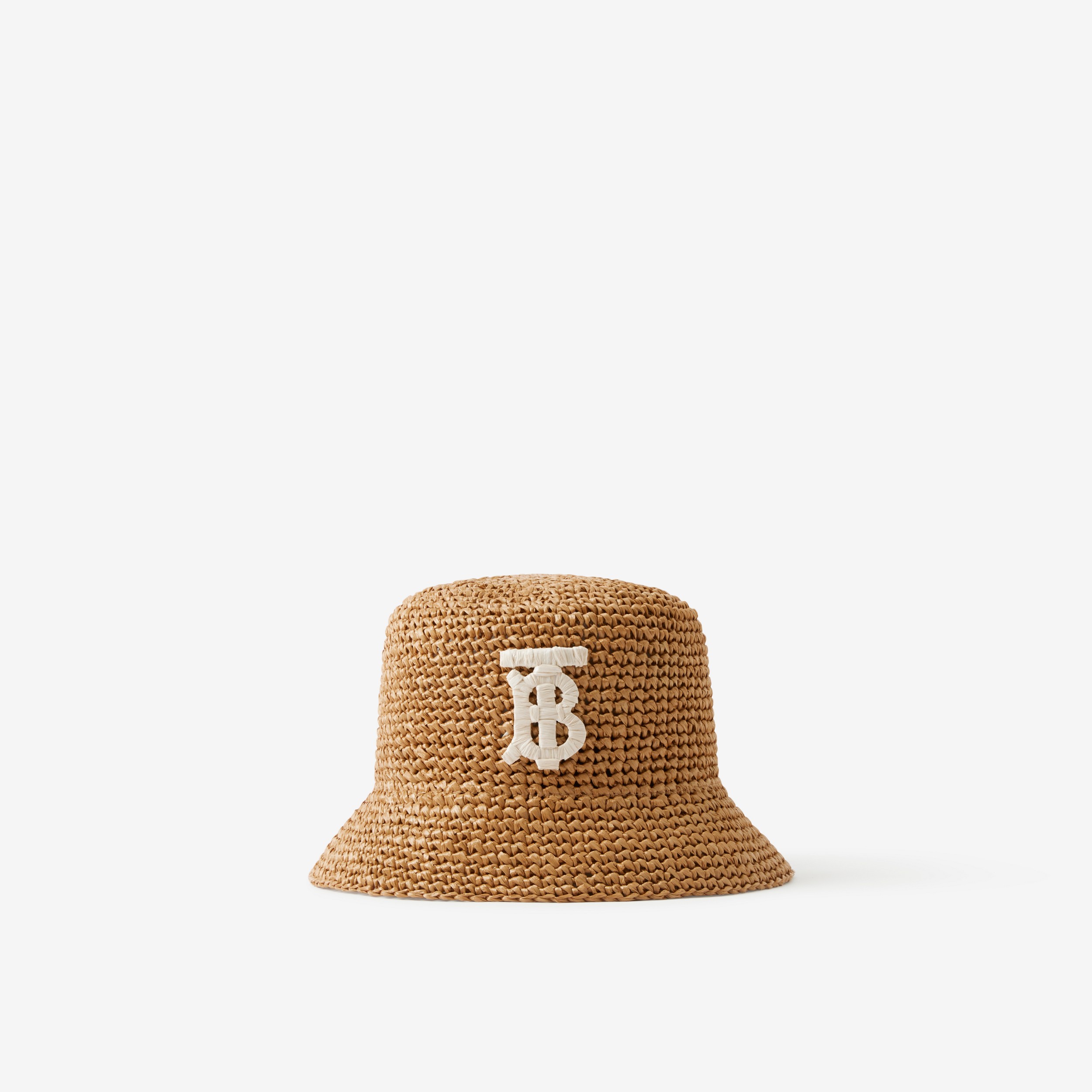 Chapéu Bucket em ráfia com monograma (Natural/bege) | Burberry® oficial - 1