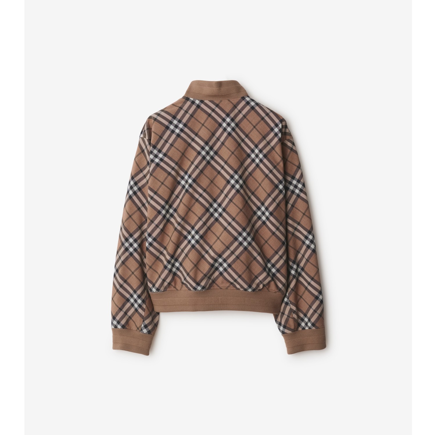 Check Wool Blend Harrington Jacket in Linden Men Burberry Official