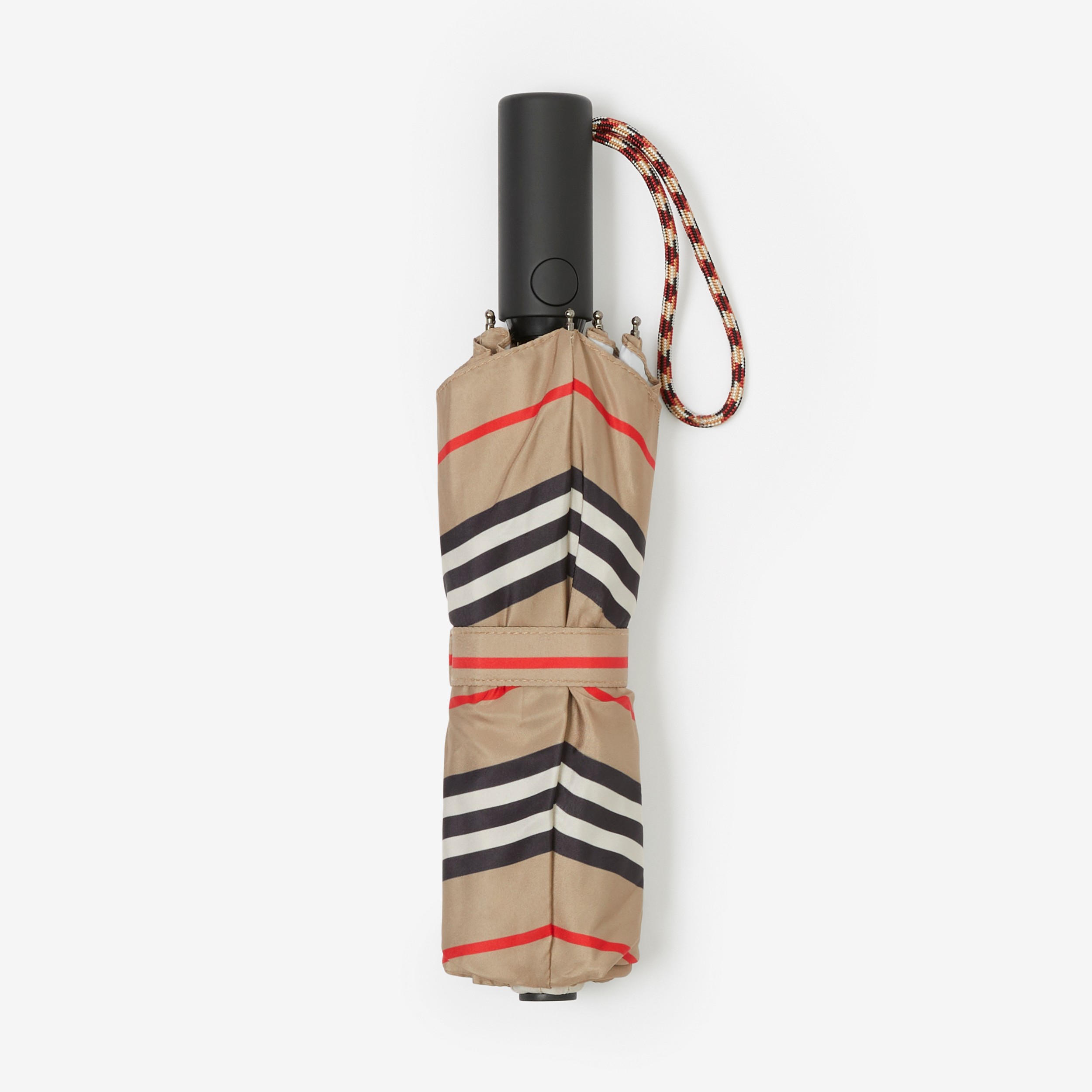Logo Print Folding Umbrella in Archive Beige | Burberry® Official - 1