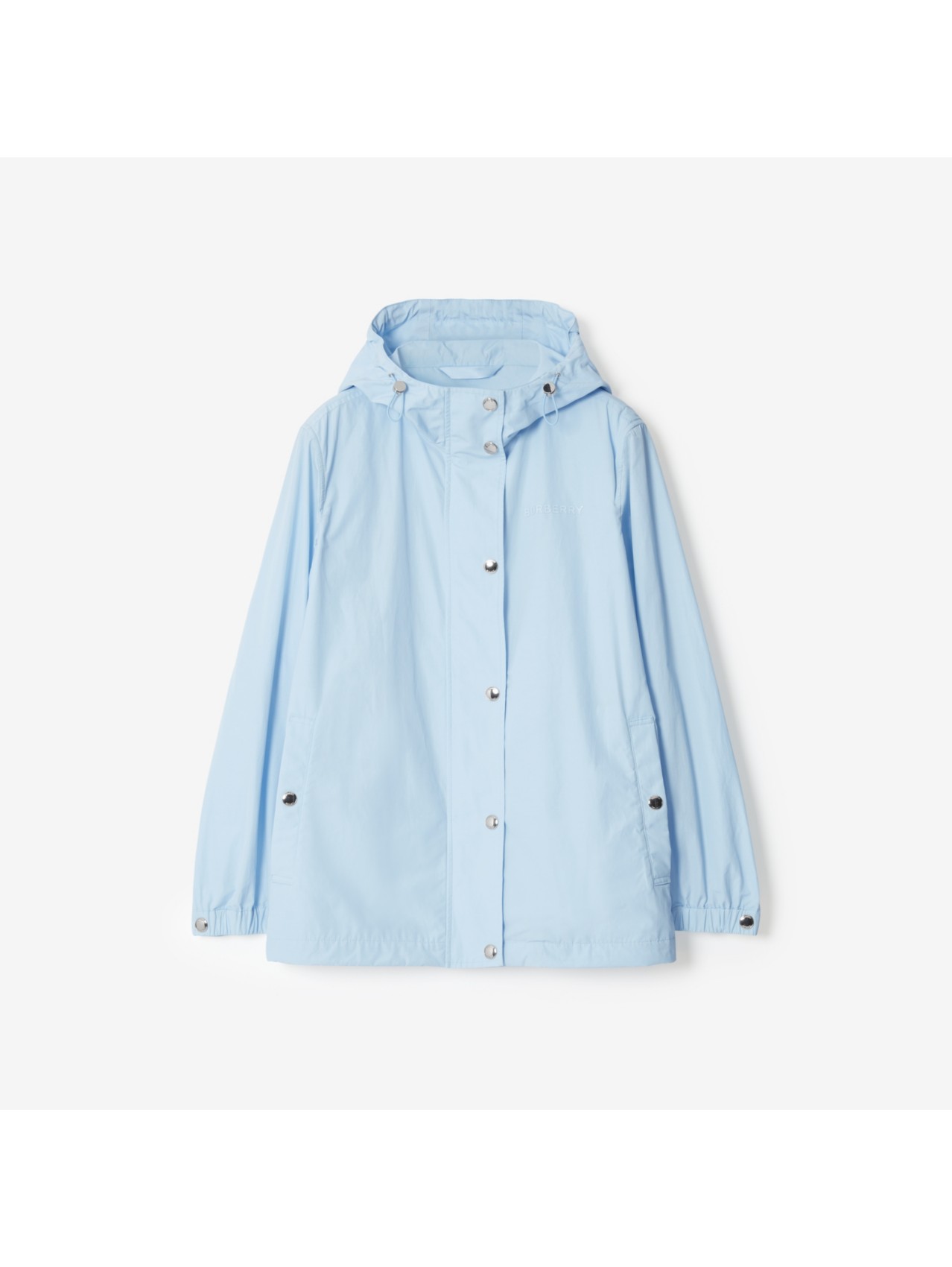 Logo Print Cotton Blend Hooded Jacket in Pale Blue - Women | Burberry®  Official