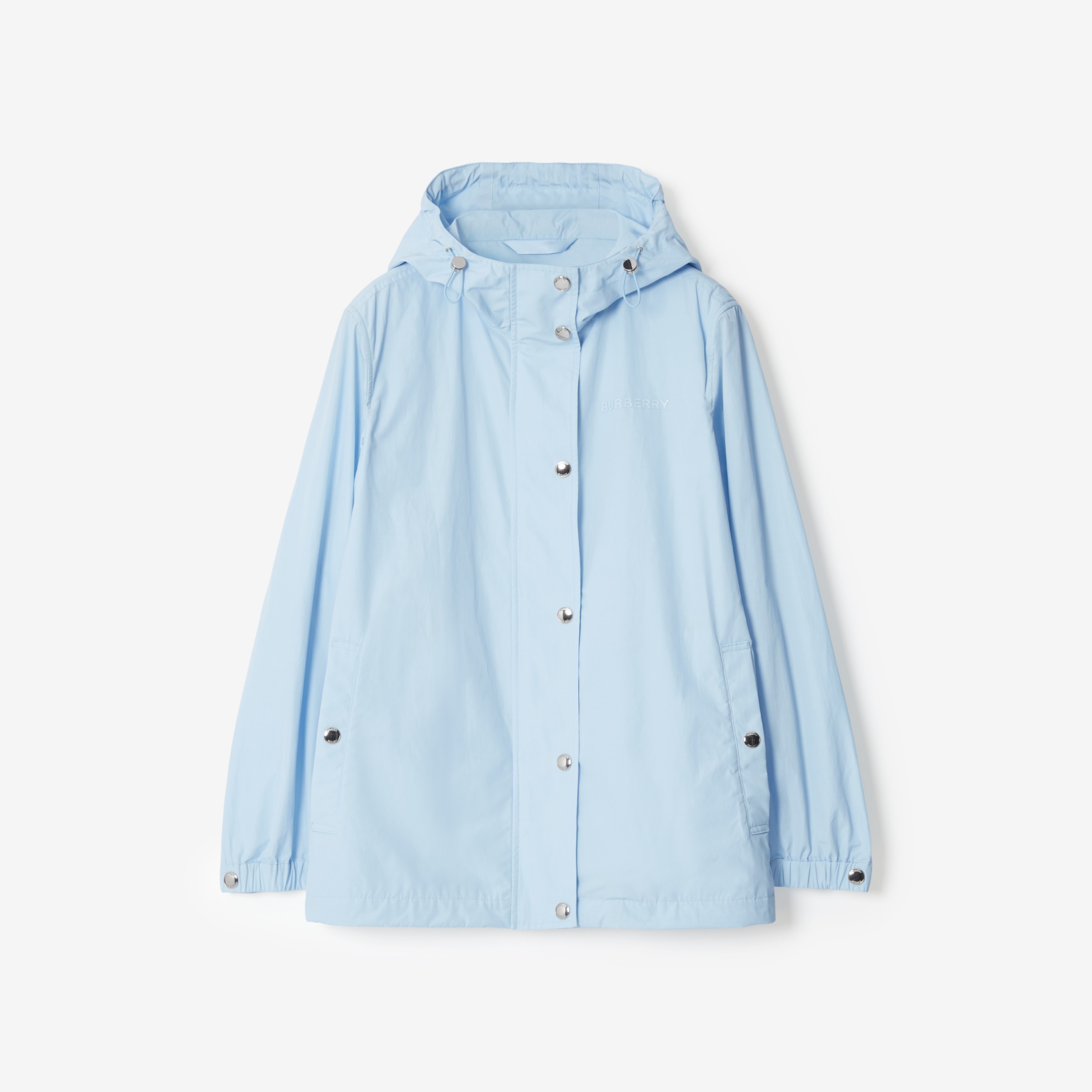 Logo Print Cotton Blend Hooded Jacket in Pale Blue - Women | Burberry®  Official