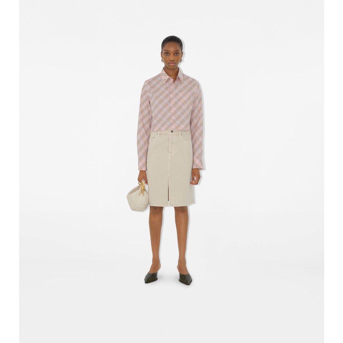  Check Cropped Cotton Shirt