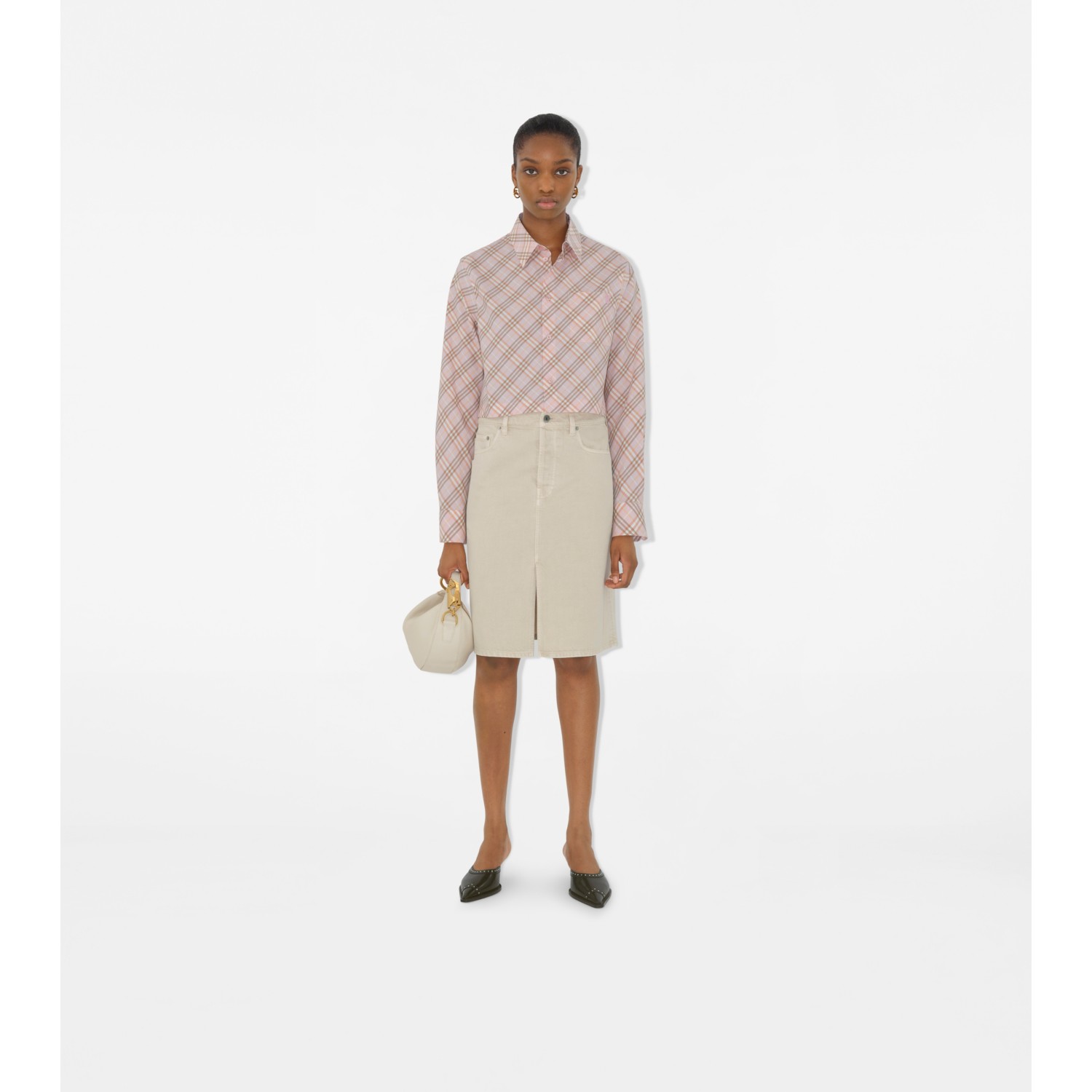 Cropped Check Cotton Shirt - thumbnail 2