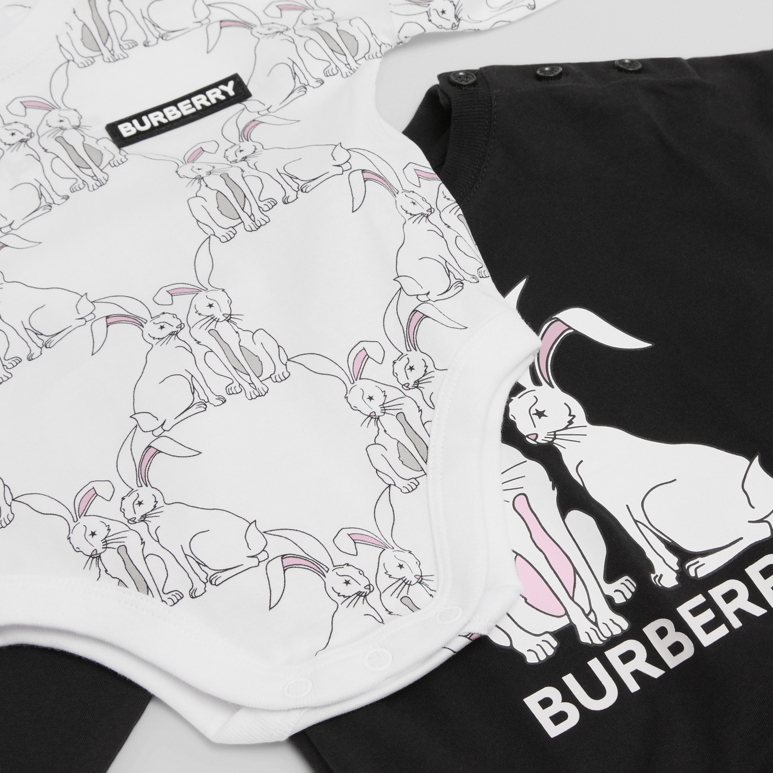 兔子印花两件套婴儿礼品套装 (白色 / 黑色) - 儿童 | Burberry® 博柏利官网 - 2