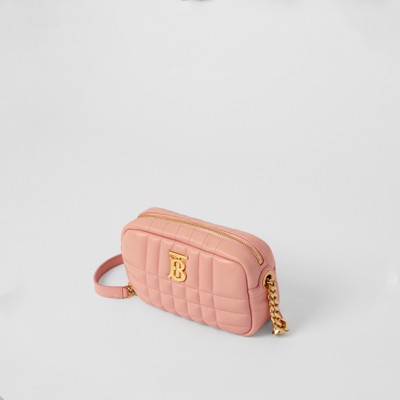 Mini Quilted Lambskin Lola Camera Bag in Peach Pink - Women | Burberry®  Official