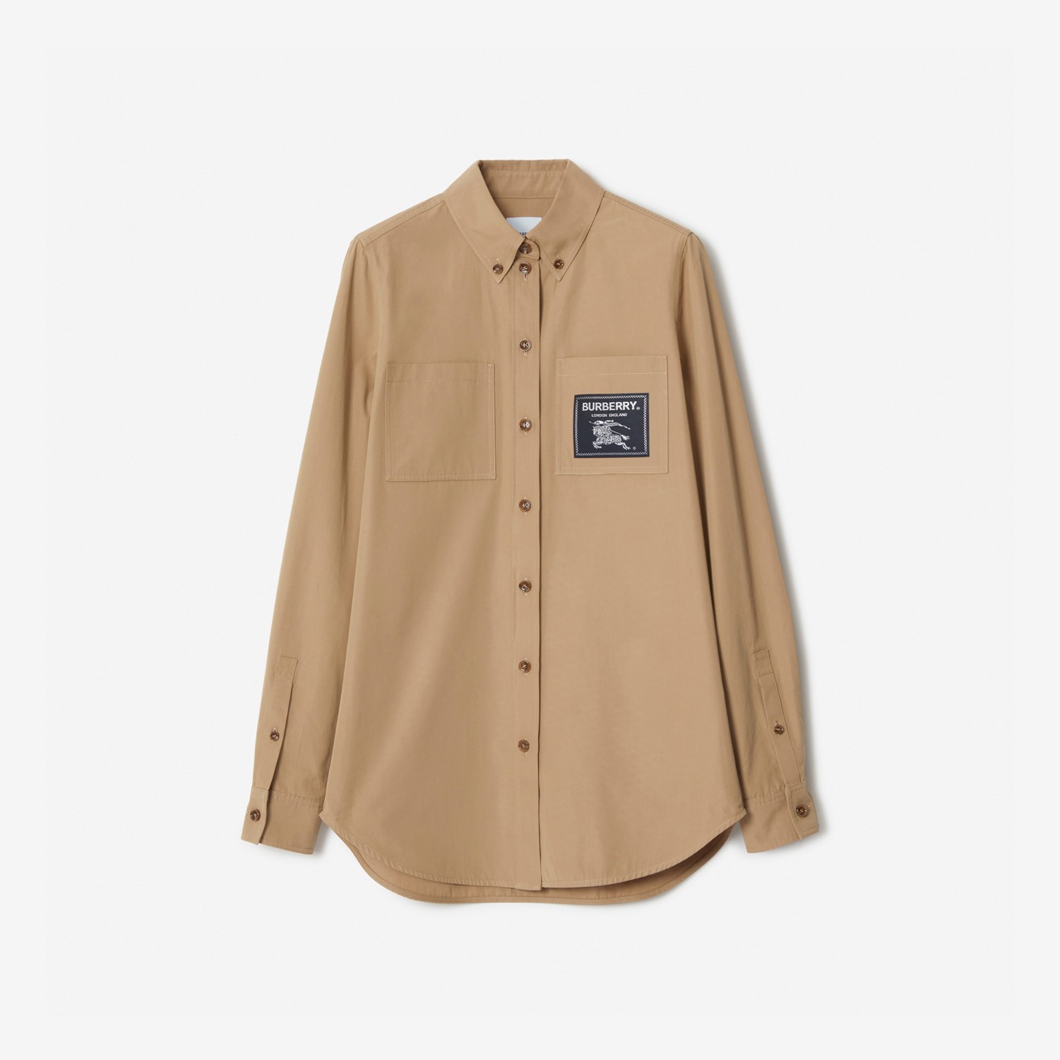 Camisa de algodão com etiqueta Prorsum (Camel) - Mulheres | Burberry® oficial