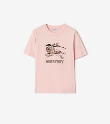 Knight Sketch Cotton T-shirt in Bouquet pink - Women | Burberry