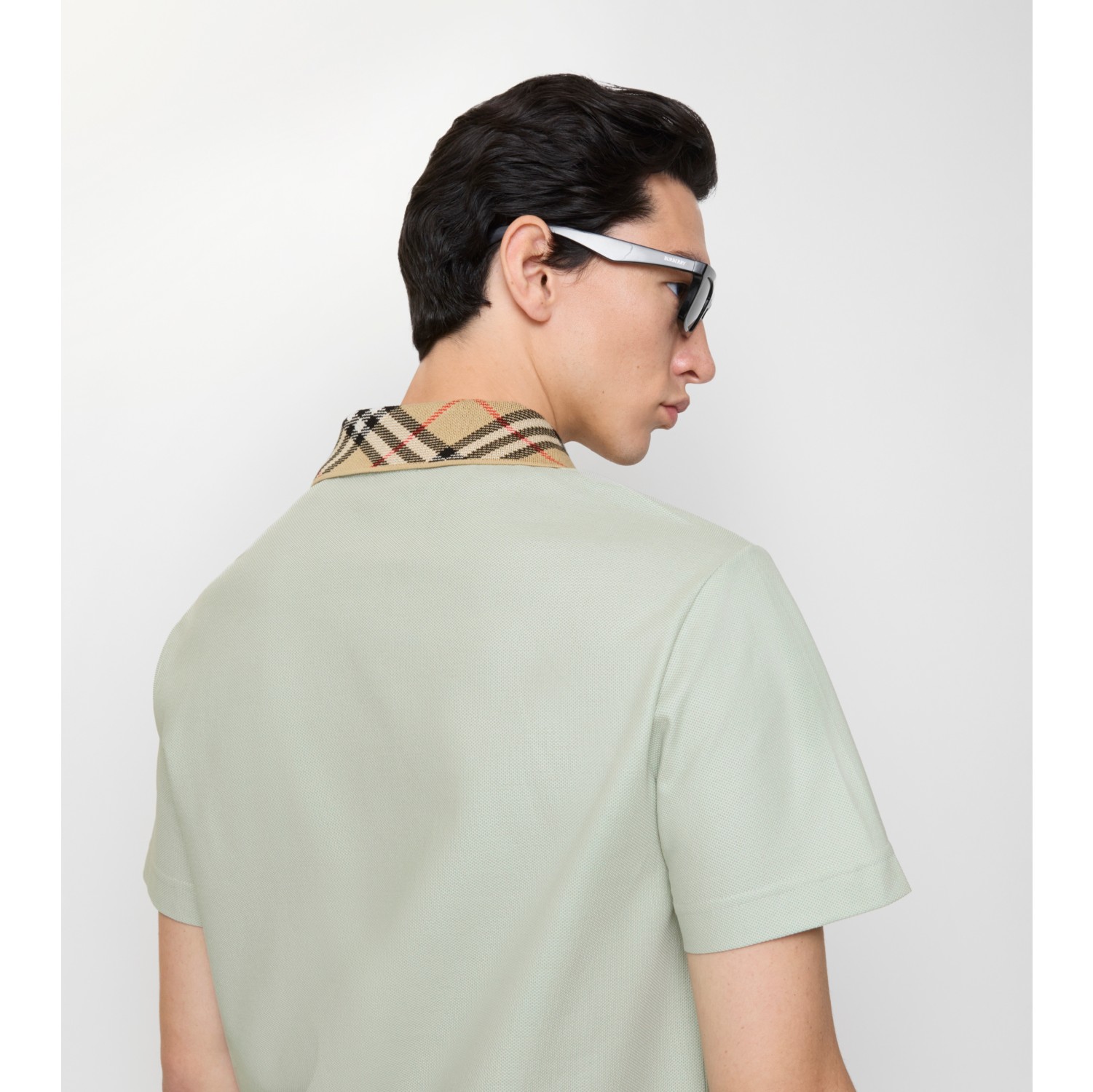 チェックカラー コットンポロシャツ