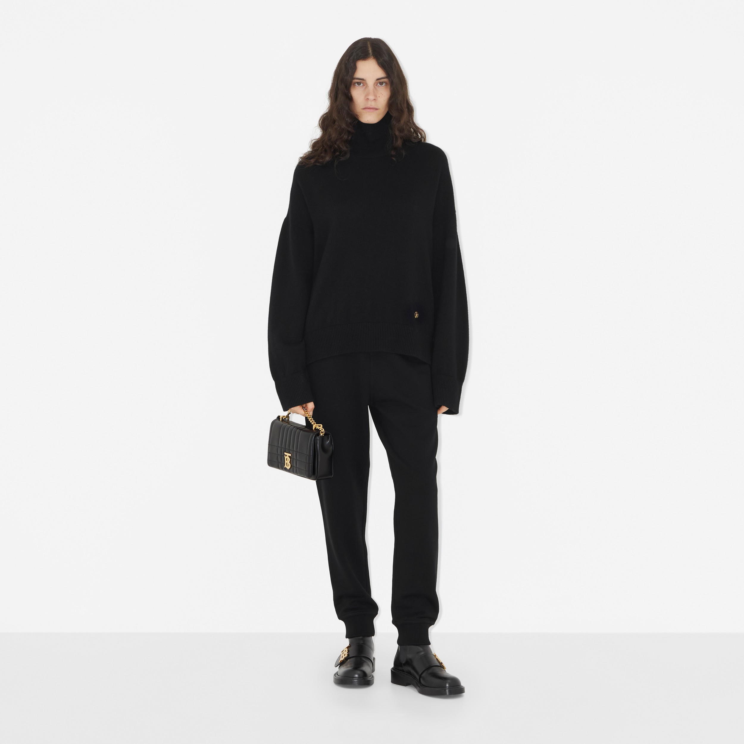 Pantalones de jogging en algodón con letra bordada (Negro) - Mujer | Burberry® oficial - 2