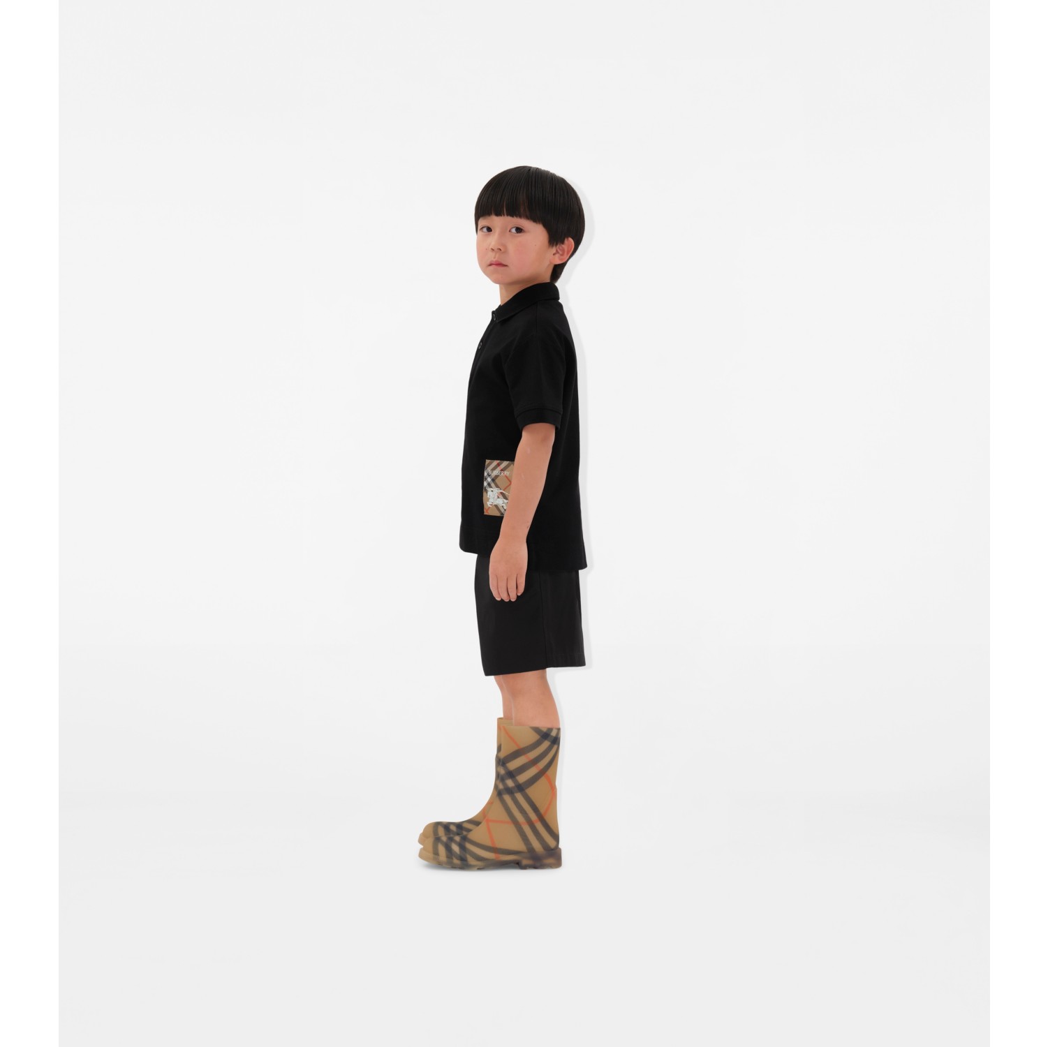 Check Label Cotton Polo Shirt in Black | Burberry® Official