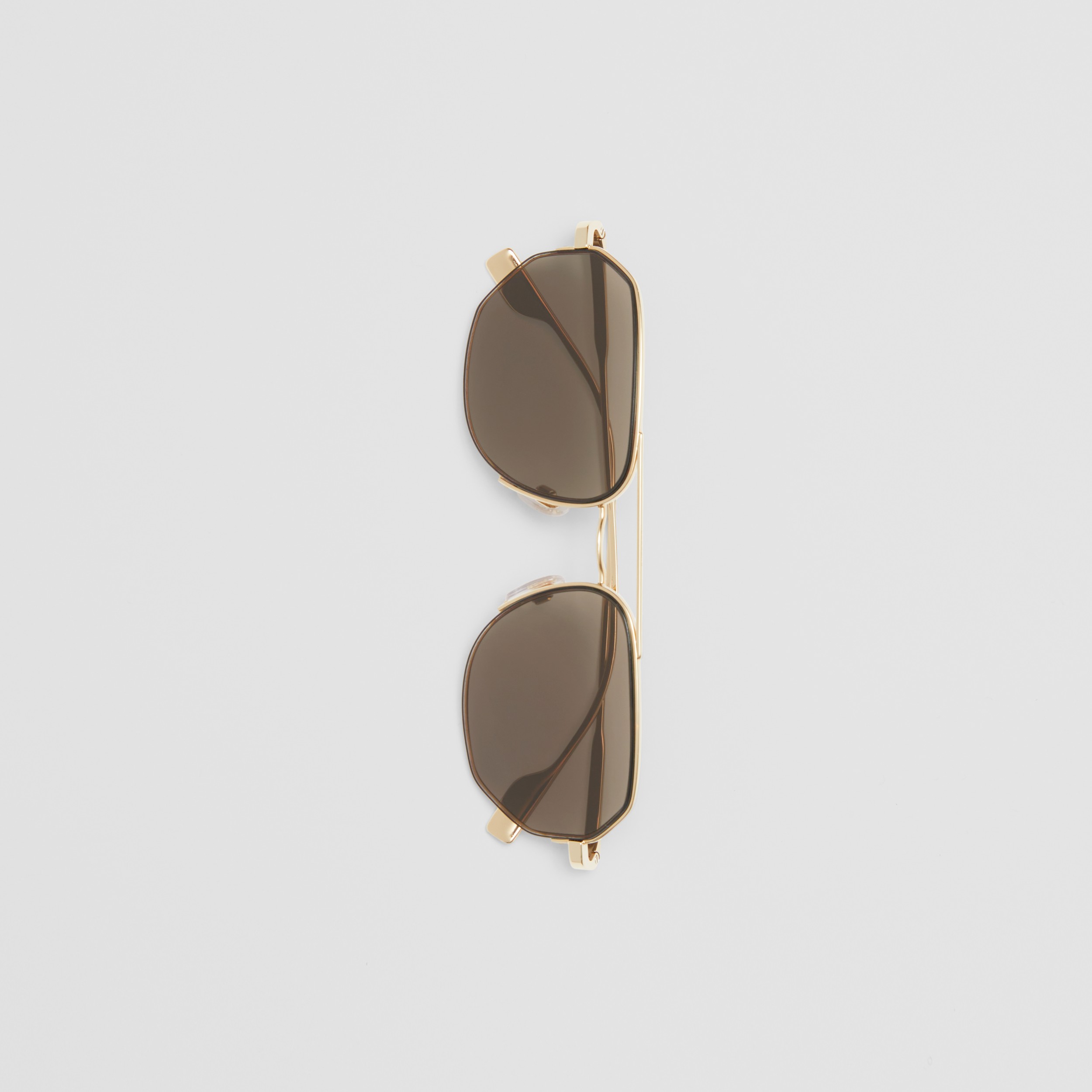 Geometric Frame Sunglasses in Golden Brown Men Burberry® Official