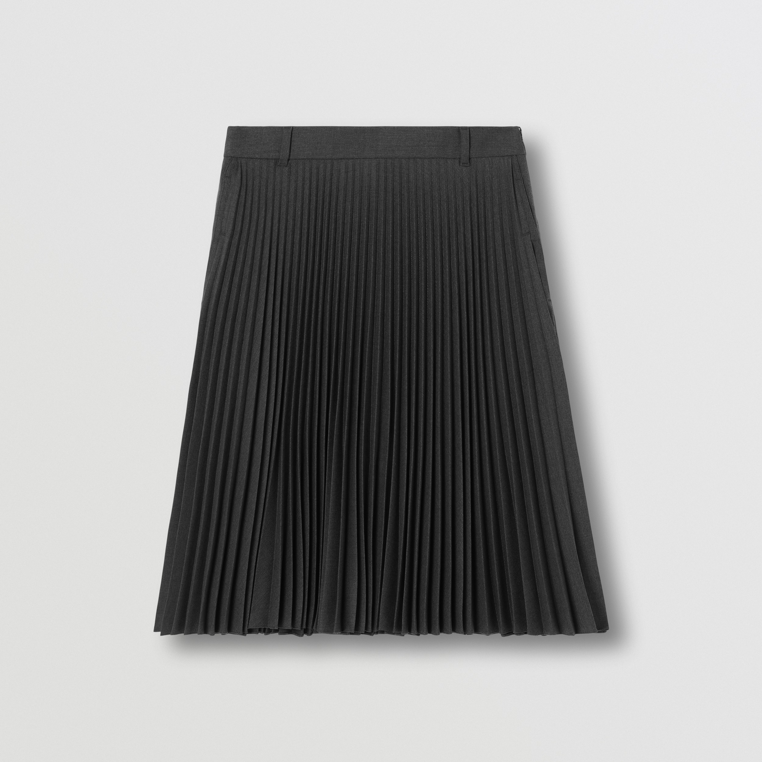 Pleated Panel Wool Blend Shorts in Dark Grey Melange - Women | Burberry® Official - 4