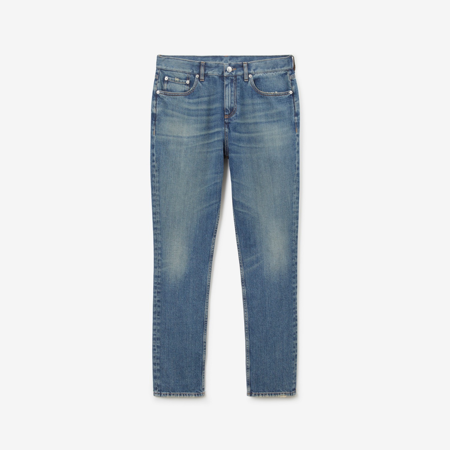 Calças jeans em brim stretch japonês com corte slim (Lavagem Vintage) - Homens | Burberry® oficial