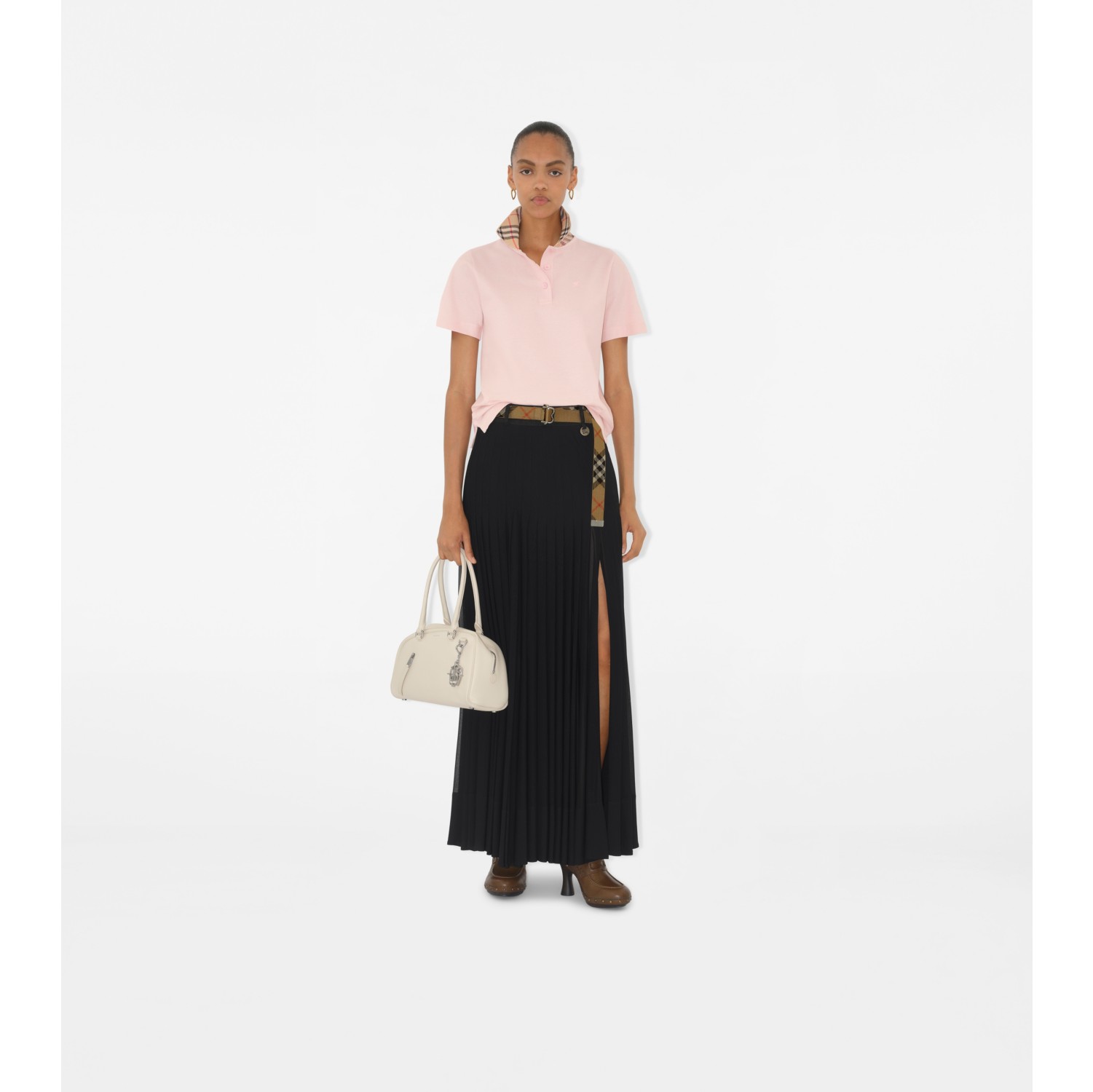 Check Collar Cotton Polo Shirt