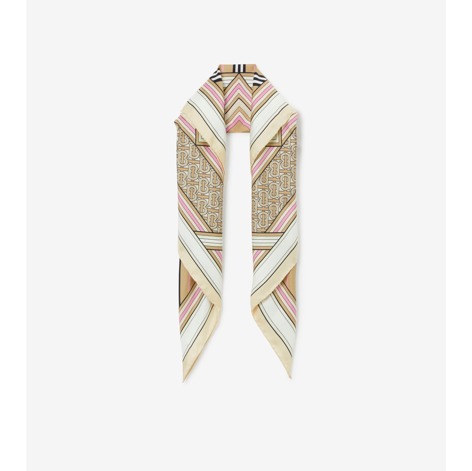 Montage Print Silk Square Scarf in Beige/pale pink | Burberry® Official