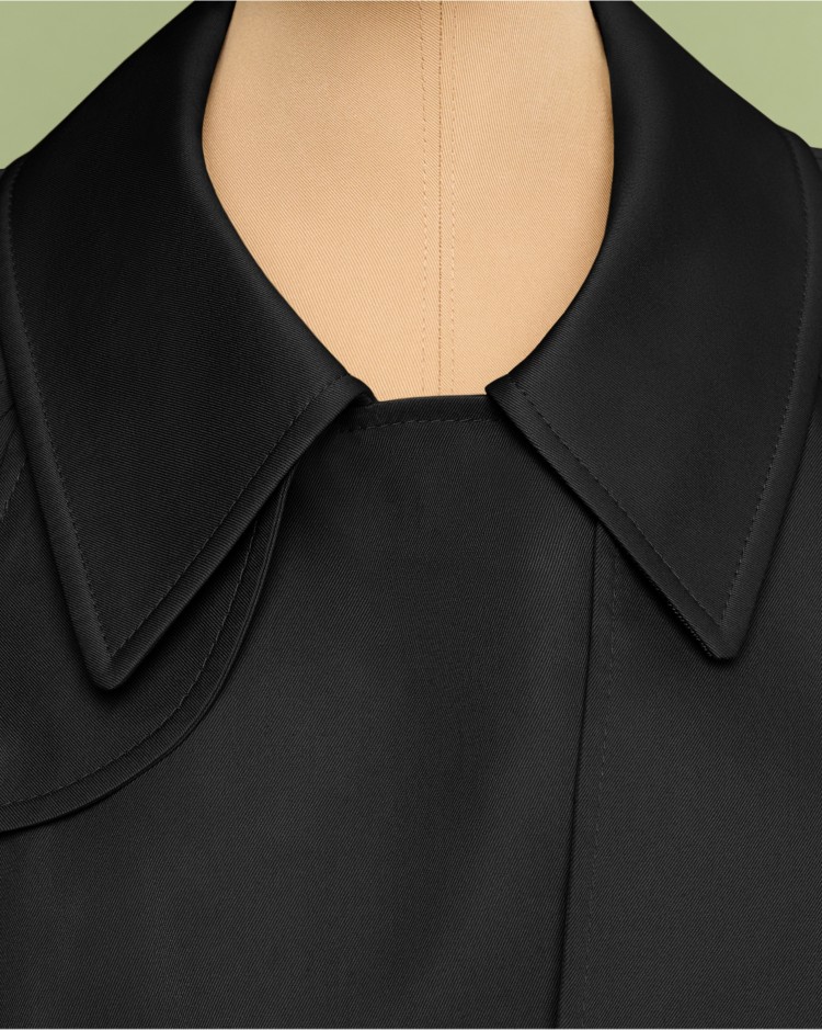 Long Castleford Trench Coat in Black - Women, Cotton Gabardine