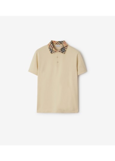 Check Collar Cotton Polo Shirt