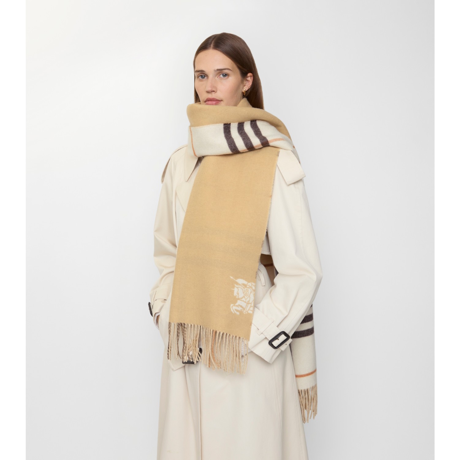Wide Reversible Check Cashmere Scarf