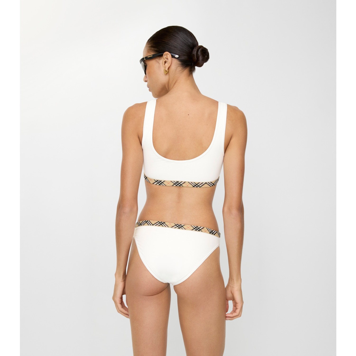 Check Trim Bikini Top in Chalk white - Women, Nylon | Burberry® Official